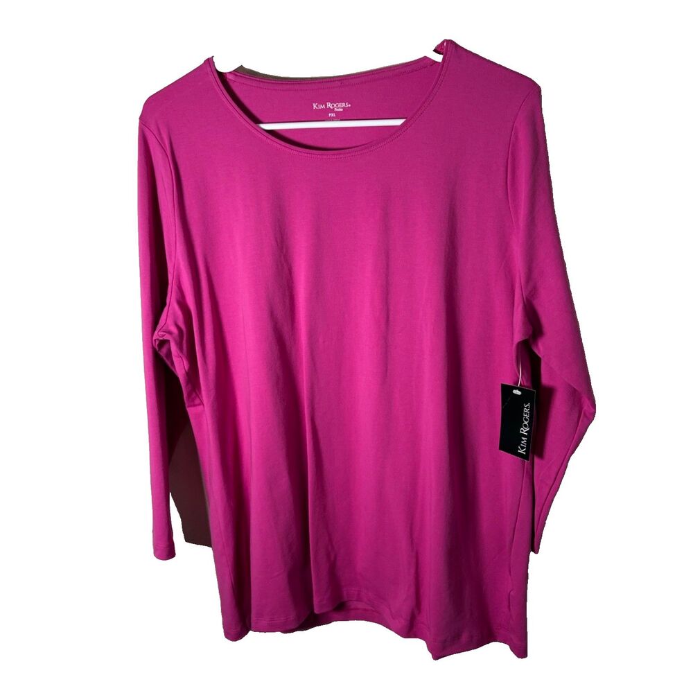 Kim Rogers T-Shirt Women's Petite XL Purple 3/4 Sleeve Casual Basic Top NWT